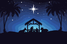Nativity Silhouettes Night Scene