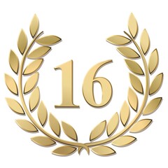 Wall Mural - 3D gold laurel wreath 16 vector isolated on a white background
