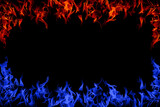 Fototapeta Łazienka - Orange and blue flame on black background	