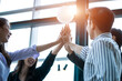 © visoot - Group of business people joining hand together for making a deal after successful meeting,Unity and teamwork concept.
