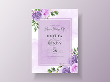 Beautiful Purple Flowers Wedding Invitation Template