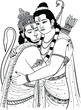 Lord Rama with Hanuman for Happy Ram Navami in vector. Indian wedding clipart symbol of lord rama and hanuman standing. artist vector illustrator of lord rama and hanuman in dussehra festival of india