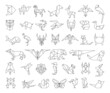 Collection of polygonal linear animals in origami style.