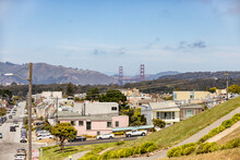 Golden Gate Bridge In San Francisco Seen With Surrounding Neighborhood And Streets