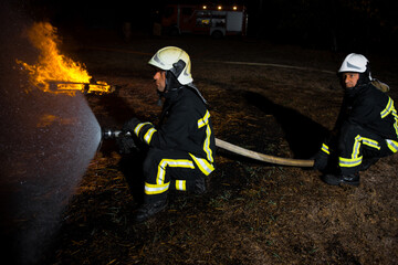 Wall Mural - Firefighters during an operation