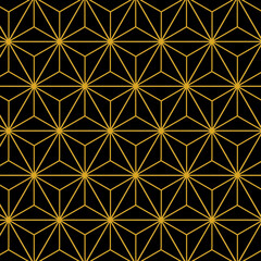 Aufkleber - Background pattern seamless geometric line abstract black and gold luxury color vector. Cristmass design pattern of gold metal stars. Luxury creative print for invite, gift certificate, vip card