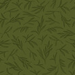 Bamboo pattern leaves repeat in monotone green botanical background print design. Scattered vector illustration. Fun and cute seamless repeat surface design for kids , botanical lovers and home decor