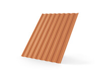 Red Corrugated Metal Sheet For The Roof On A White Background. Vector Illustration