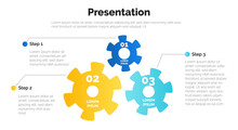 Infographic Template With Gear Venn Diagram With Three Wheels, Steps Or Options. Abstract Graphic Elements.