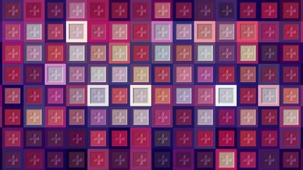 Canvas Print - abstract pink and purple squares with medical crosses shimmering randomly. motion. plus sign inside 