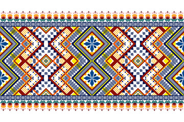 Wall Mural - Geometric ethnic pattern design. Aztec fabric carpet mandala ornament boho chevron textile decoration wallpaper. Tribal turkey African Indian traditional embroidery vector illustrations background.