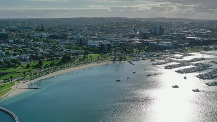 Wall Mural - Aerial hyperlapse video of Geelong city centre in Victoria, Australia