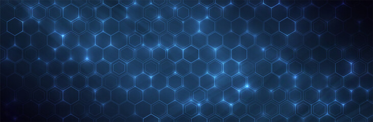 Aufkleber - Futuristic Hexagon background. Blue Hexagonal pattern. Modern vector illustration