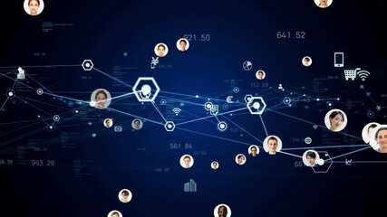 Aufkleber - Multinational people and communication network concept. Social media.