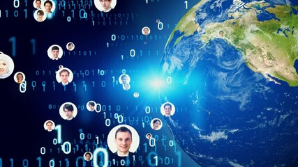 Aufkleber - Multinational people and global communication network concept. Social media.