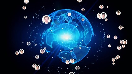 Aufkleber - Multinational people and global communication network concept. Social media.