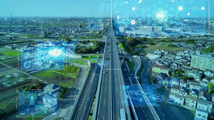 Poster - Transportation and technology concept. ITS (Intelligent Transport Systems). Mobility as a service.
