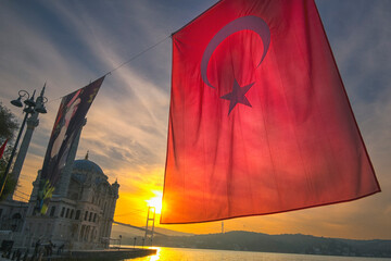 Wall Mural - flag on the city