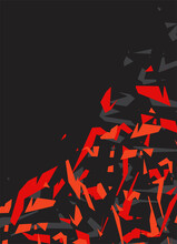 Abstract Black Background With Red Broken Glass Pattern