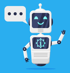 Poster - Happy Smiling Robot with Bubble Speech Isolated.
