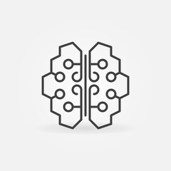 Poster - AI Brain vector concept simple icon in thin line style