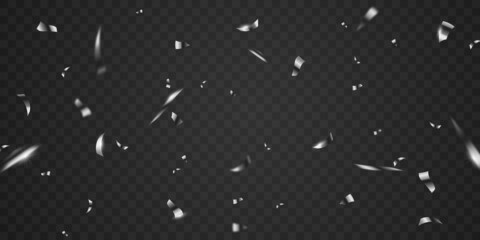 Wall Mural - Celebration background template with confetti and silver ribbons. luxury greeting rich card.