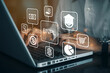 © OMEGA - BNPL Buy now pay later online shopping concept. Businessmen using a computer to BNPL with online shopping icons technology.