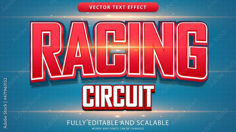 racing circuit text effect editable eps file Stock Vector | Adobe Stock