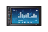 Fototapeta  - Vector illustration of a car audio system with lcd screen, car radio on a plain backgrounds