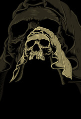 Wall Mural - Skull with cloak vector illustration