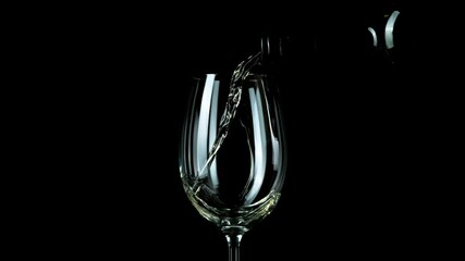 Poster - Super slow motion of pouring white wine with camera motion. Filmed on high speed cinema camera, 1000fps.