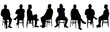large group of silhouette of the same man sitting various poses
