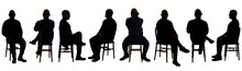 Large Group Of Silhouette Of The Same Man Sitting Various Poses