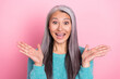Portrait of excited crazy smiling woman screaming see huge sale discount black friday isolated on pink color background