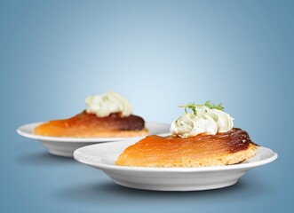 Sticker - slice of tasty sweet pie on the kitchen table. Fruit pie. Tart.