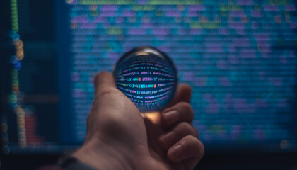 Aufkleber - Software developer code. Abstract computer script code. Code in a glass ball.