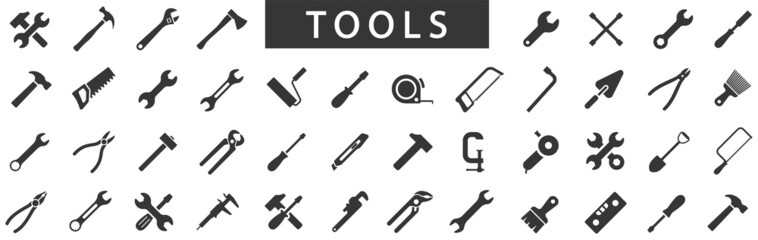 Poster - Tools icons set. Instruments signs collection. Tool simple icon. Instrument icon. Vector illustration