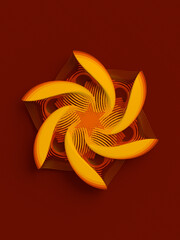 Aufkleber - Abstract geometric stylized flower. 3d rendering digital illustration. Trendy design element