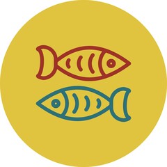 Fish Line Two Color Vector Icon Design