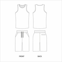 Vector illustration of a boxing shorts and jersey set. Shorts and tank top template design. 