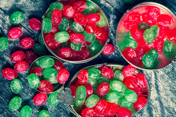 Wall Mural - Colorful candies with jelly and sugar. Sweets as background