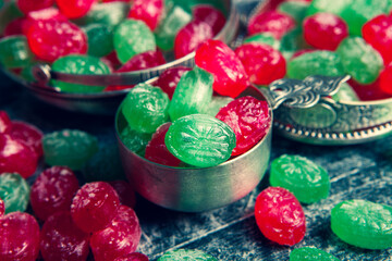 Wall Mural - Colorful candies with jelly and sugar. Sweets as background