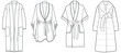 dressing gown, bathrobe fashion flat sketch vector illustration unisex self belt bathrobe template isolated illustration on white background. CAD mockup.