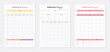 3 set of minimalist planners template. Monthly planner template. Minimal monthly planner template