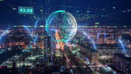 Poster - smart city and communication network concept. 5g. iot internet of things . telecommunication.
