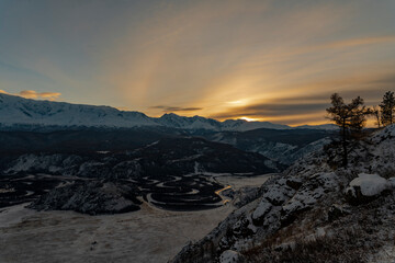 Wall Mural - sunset in the mountains