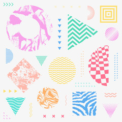 Aufkleber - Cool Trendy Geometric Shapes Pattern. Abstract Geometry Background. Textured elements vector design.