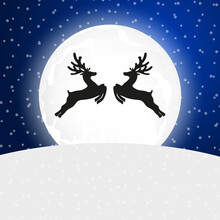 Reindeer Silhouette The Background Of The Moon 