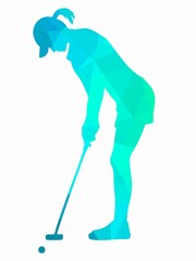 Wall Mural - illustration of a woman playing golf, vector draw