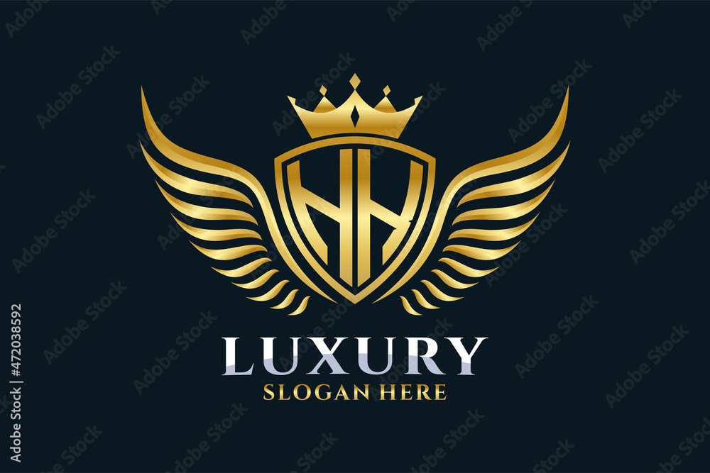 Luxury royal wing Letter HK crest Gold color Logo vector, Victory logo ...